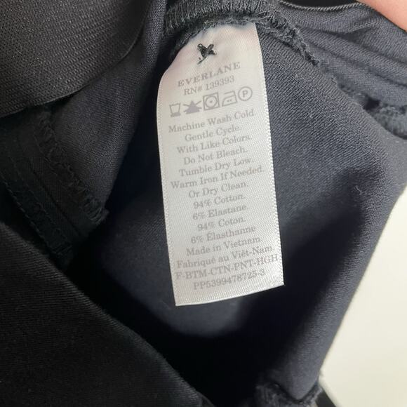 Everlane High Rise Cotton Pants Black Womens 4 Side Zipper Tapered Minimalist - Picture 6 of 6